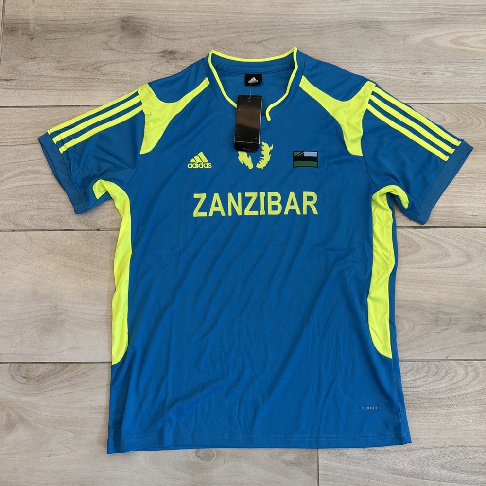 Adidas Zanzibar Mens National Football Team Jersey  Futbol Blue 2XL Fits SMALL